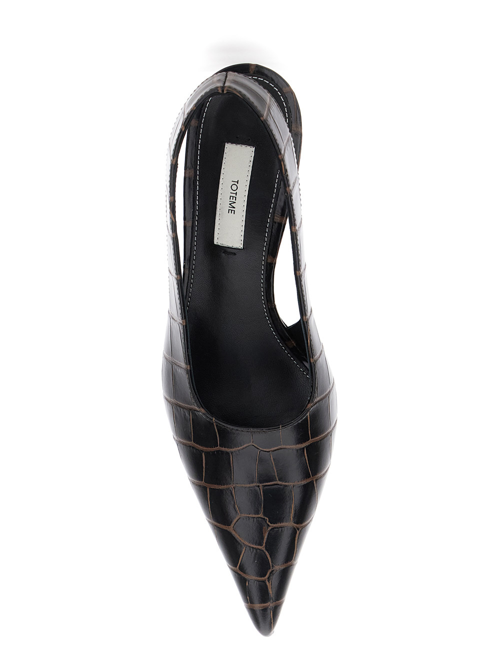 Totême Toteme Women Leather Decolletã© Slingback With Croco Effect In Black