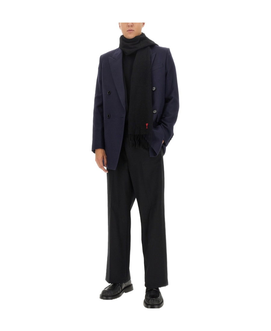 Ami Alexandre Mattiussi Ami Paris V-neck Double-breasted Tailored Blazer In Black