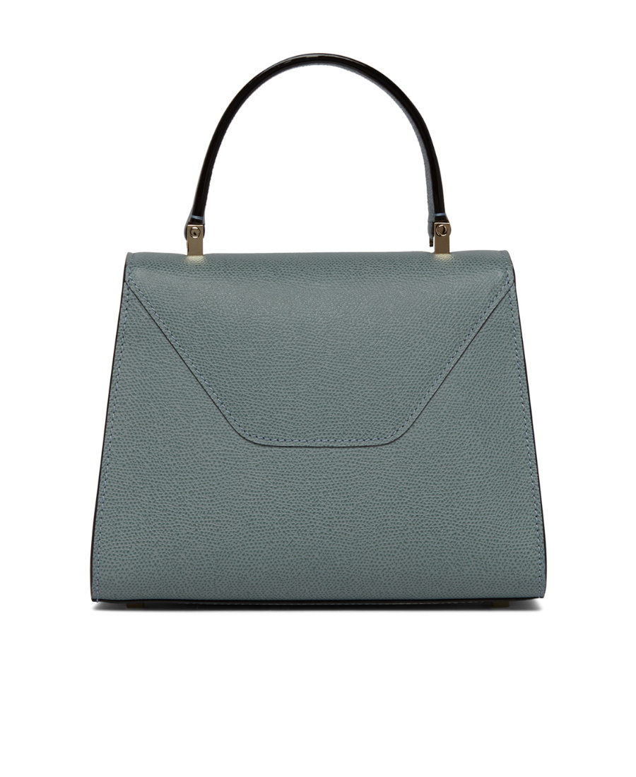 Valextra Iside Foldover Mini Top Handle Bag In Gray