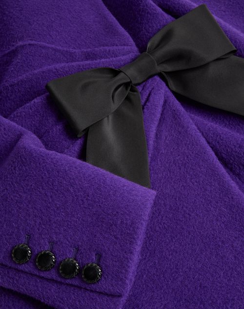 Valentino Wool Blend Blazer Asymmetric Design Bow In Purple
