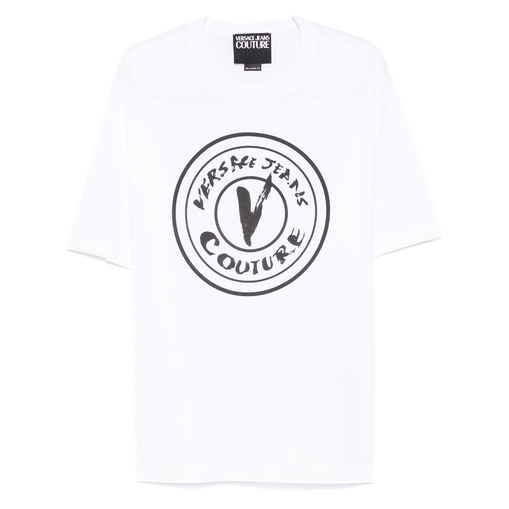Versace Jeans Open-necked Black Shirt In White
