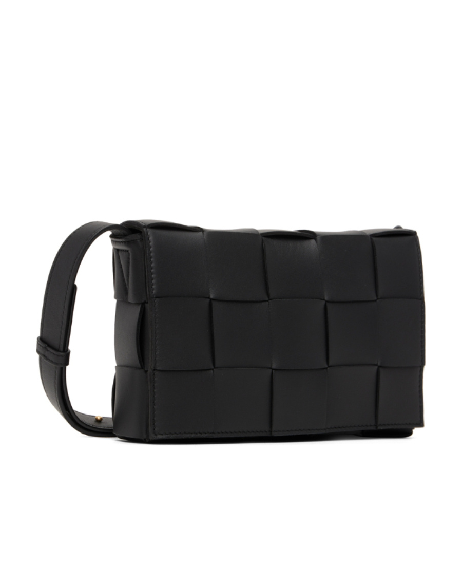 Bottega Veneta Womens Black Cassette Small Intrecciato Leather Cross-body Bag In Black