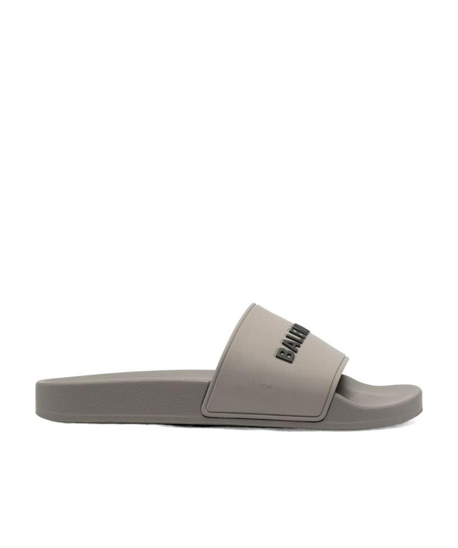 Balenciaga Raised-logo Slides In Gray
