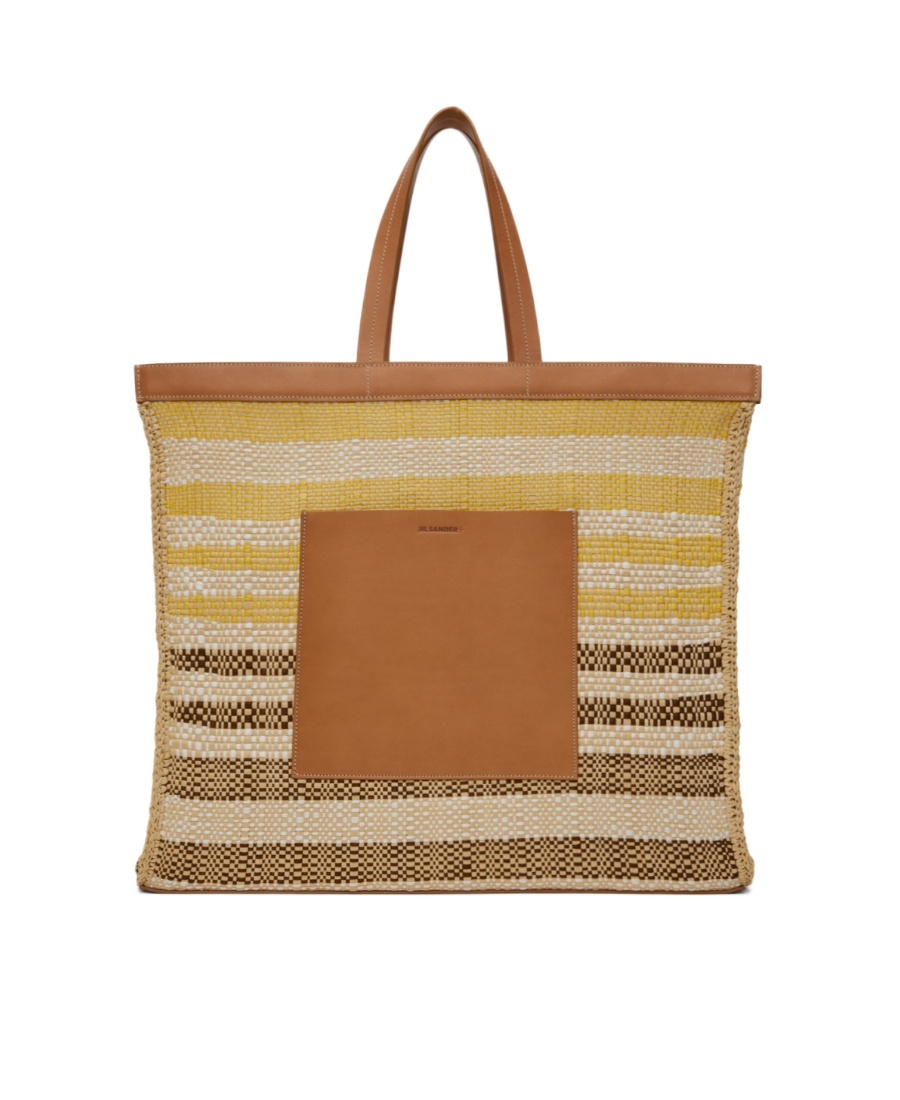 Jil Sander Striped Handbag In Brown