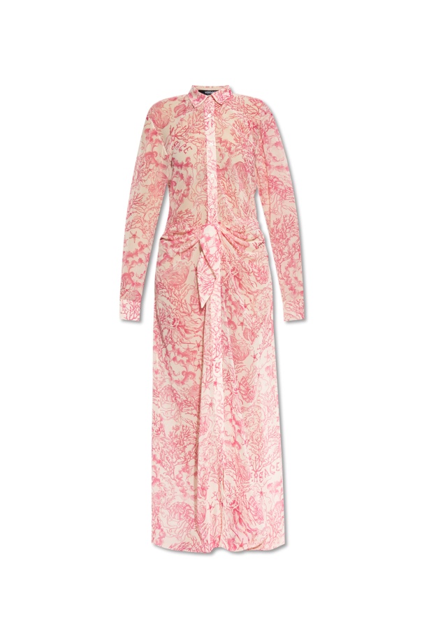 Versace Underwater Barocco Long Sleeve Cover-up Shirtdress