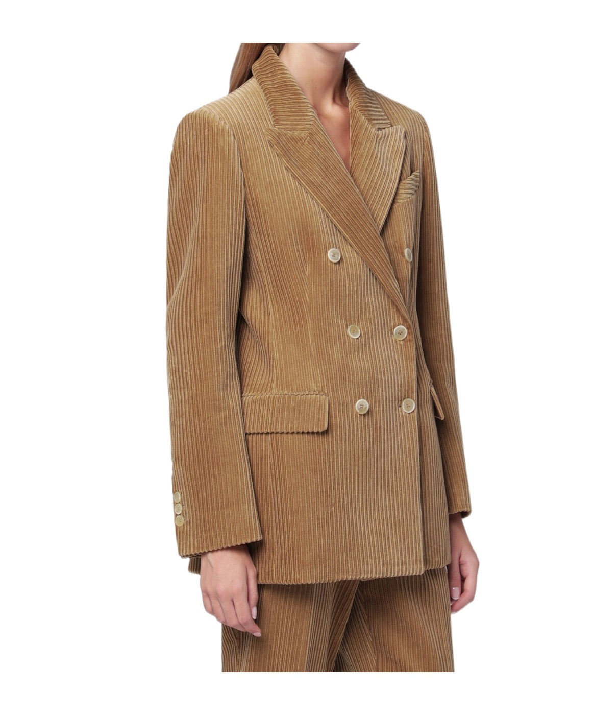 P.a.r.o.s.h Ribbed Velvet Double-breasted Blazer In Brown