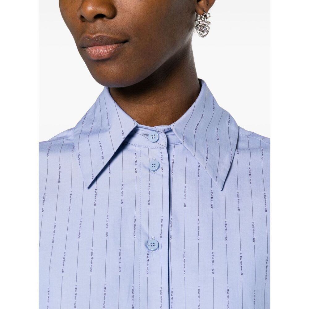Shop Attico Sylvie Cotton Minidress In Blue