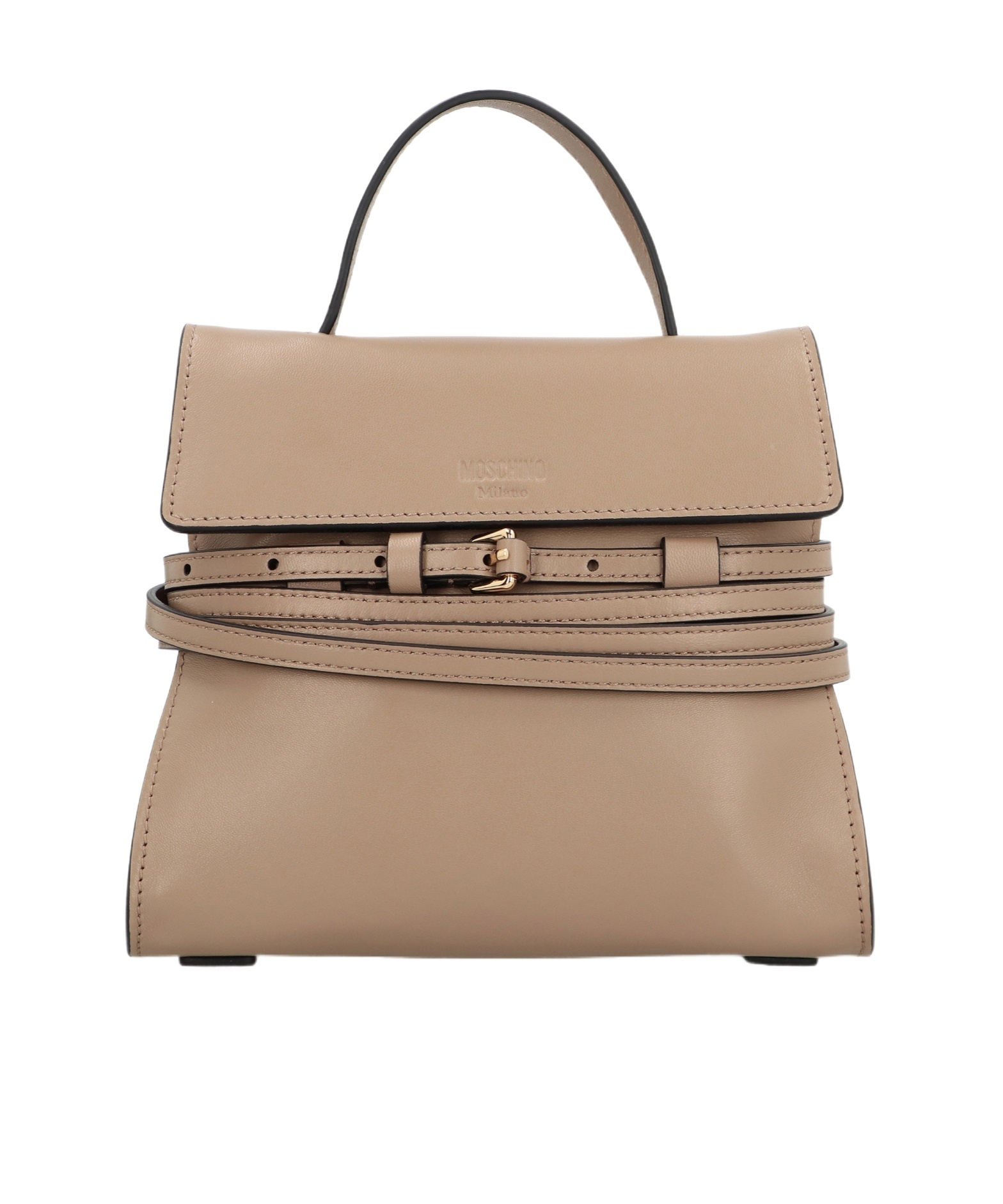 Moschino Tie Me Small Leather Handbag In Nude