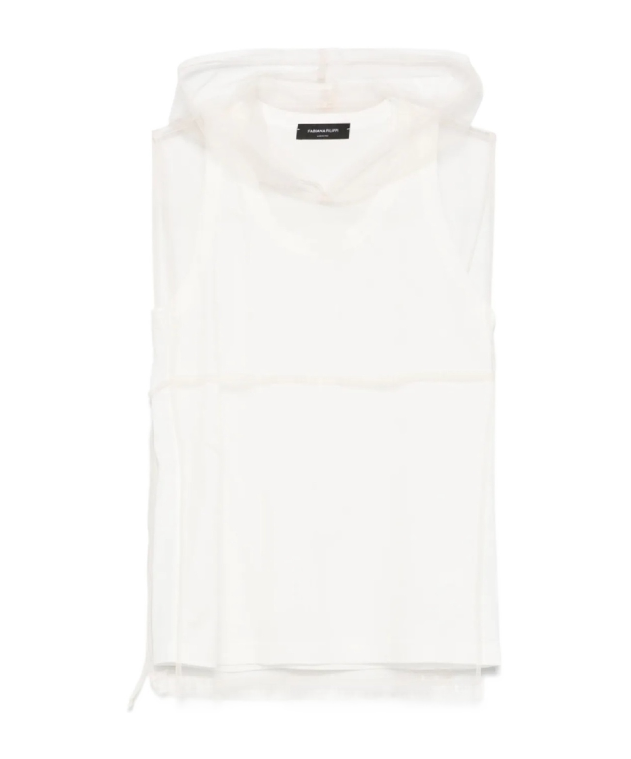 Fabiana Filippi Layered Jersey Top With Sheer Overlay In Neutral