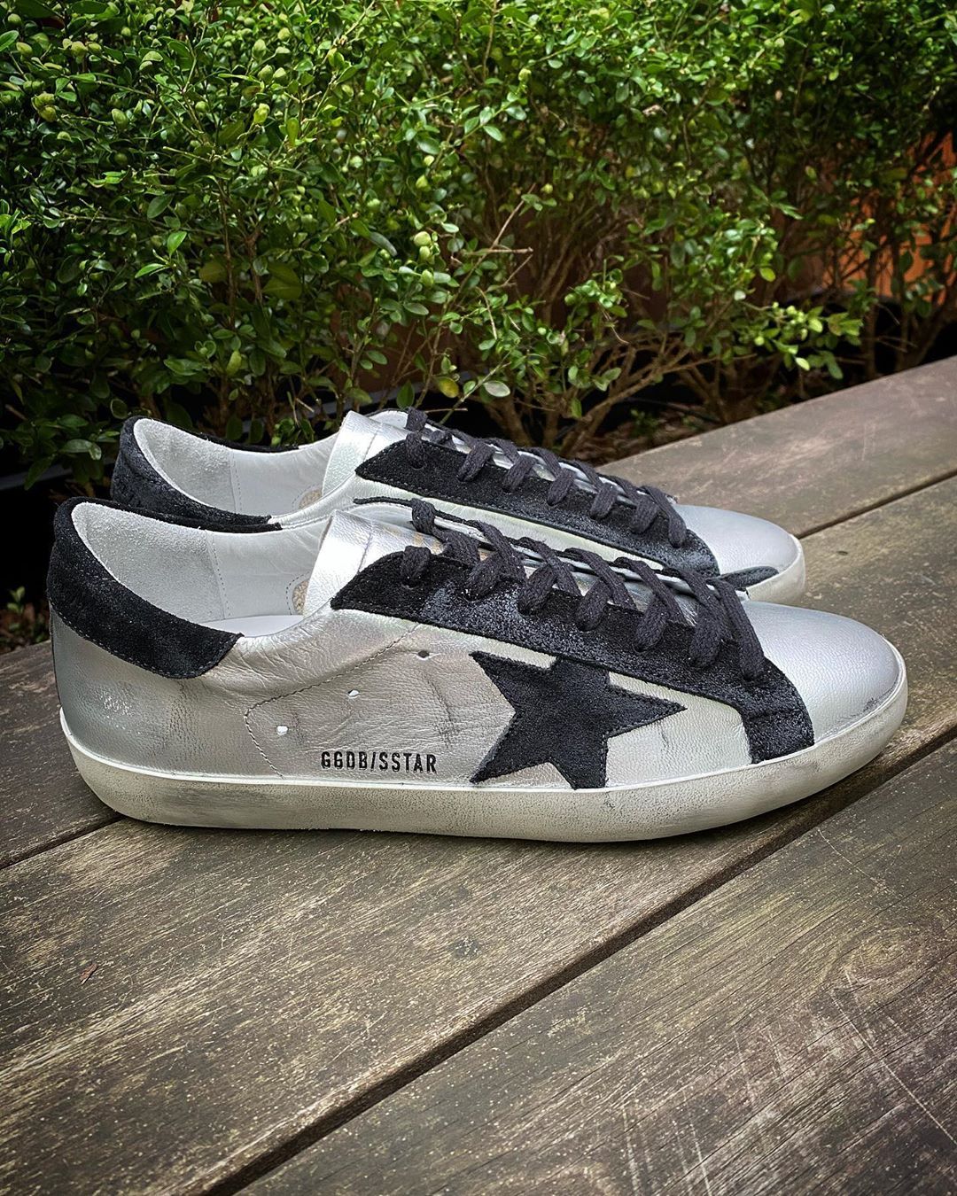 Golden Goose Super-star Sneakers In Silver Leather With Contrasting Inserts In White