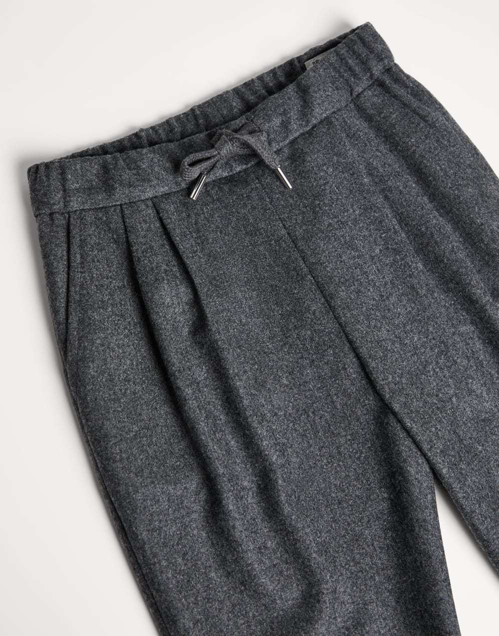 Brunello Cucinelli Virgin Wool Flannel Trousers In Gray