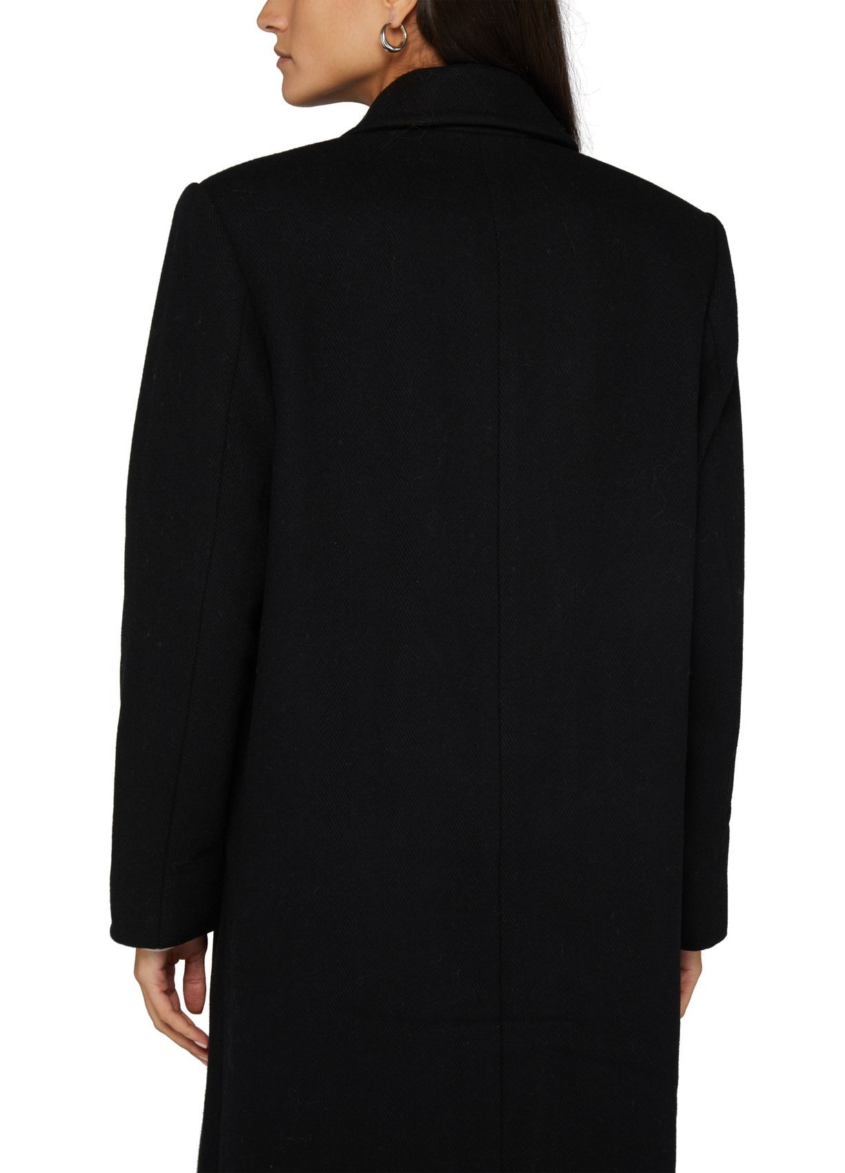Shop Anine Bing Lapel Long Sleeve Coat In Black