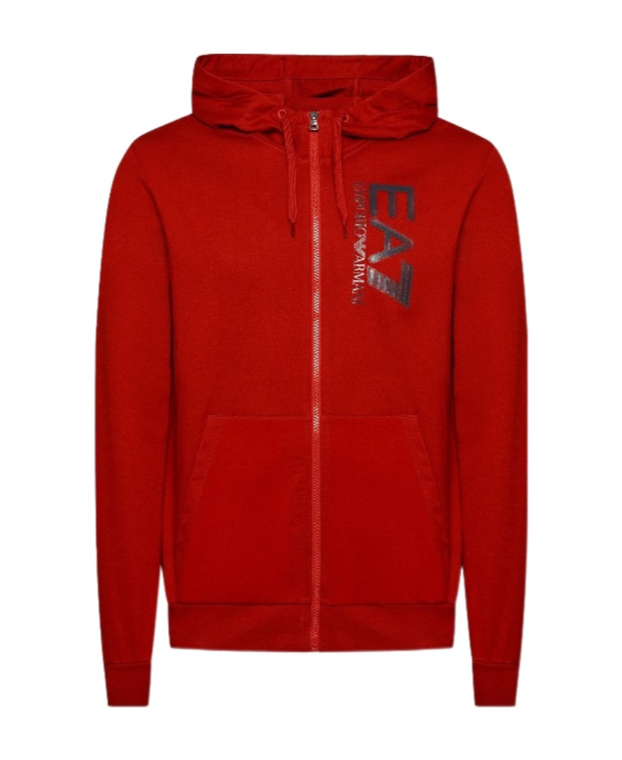 Ea7 Hooded Zipper Sweater In Red