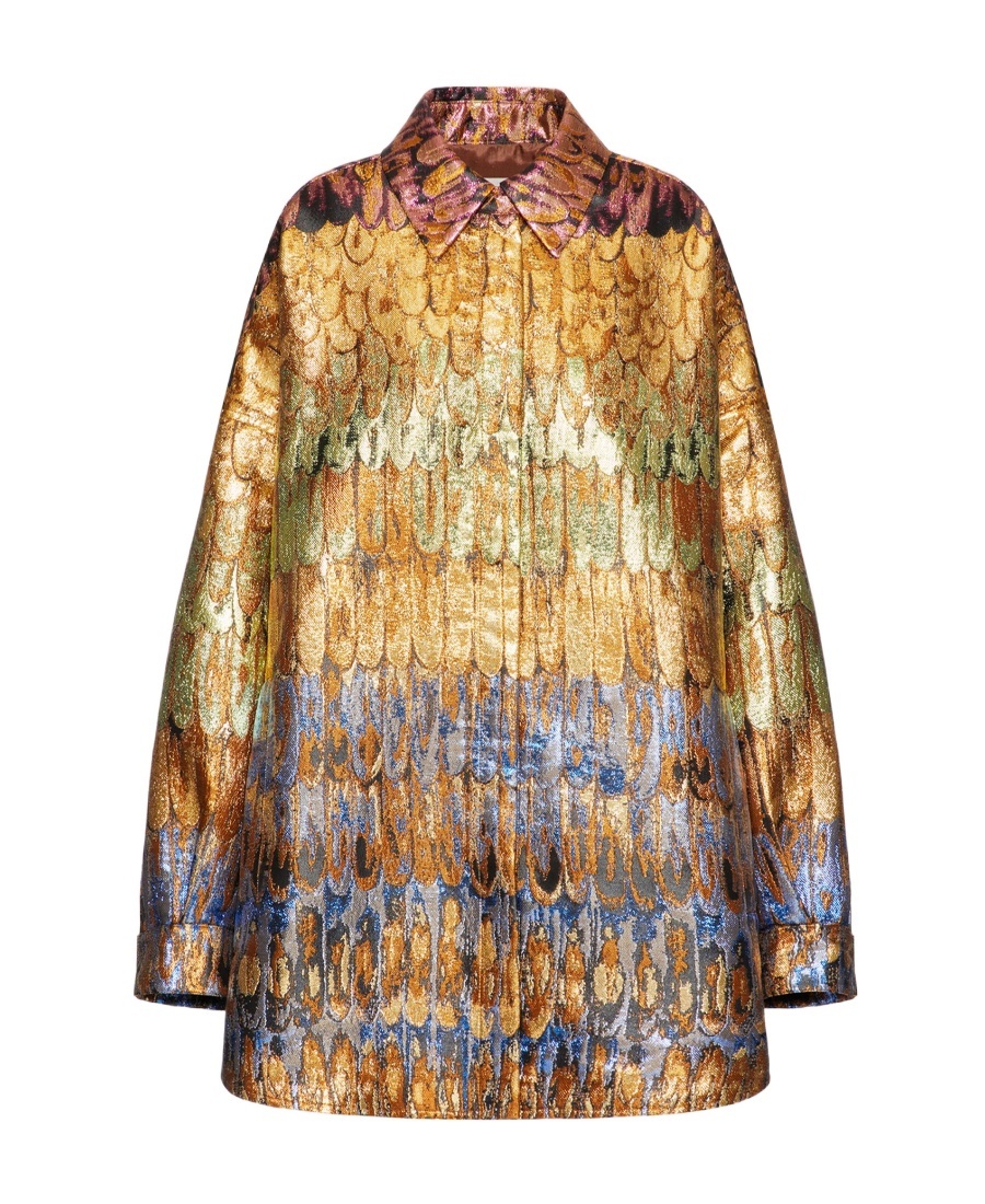 Valentino Golden Wings Multicolor Brocade Overshirt Woman Multicoloured 38 In Multi