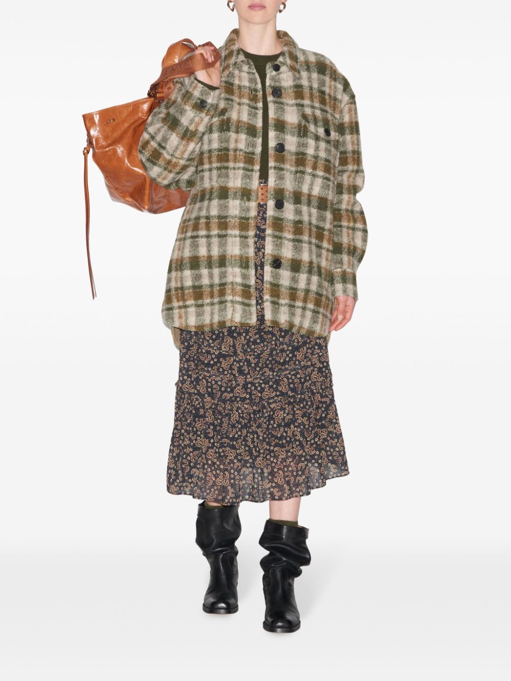 Isabel Marant Étoile Check Pattern Asymmetric Hem Coat In Nude