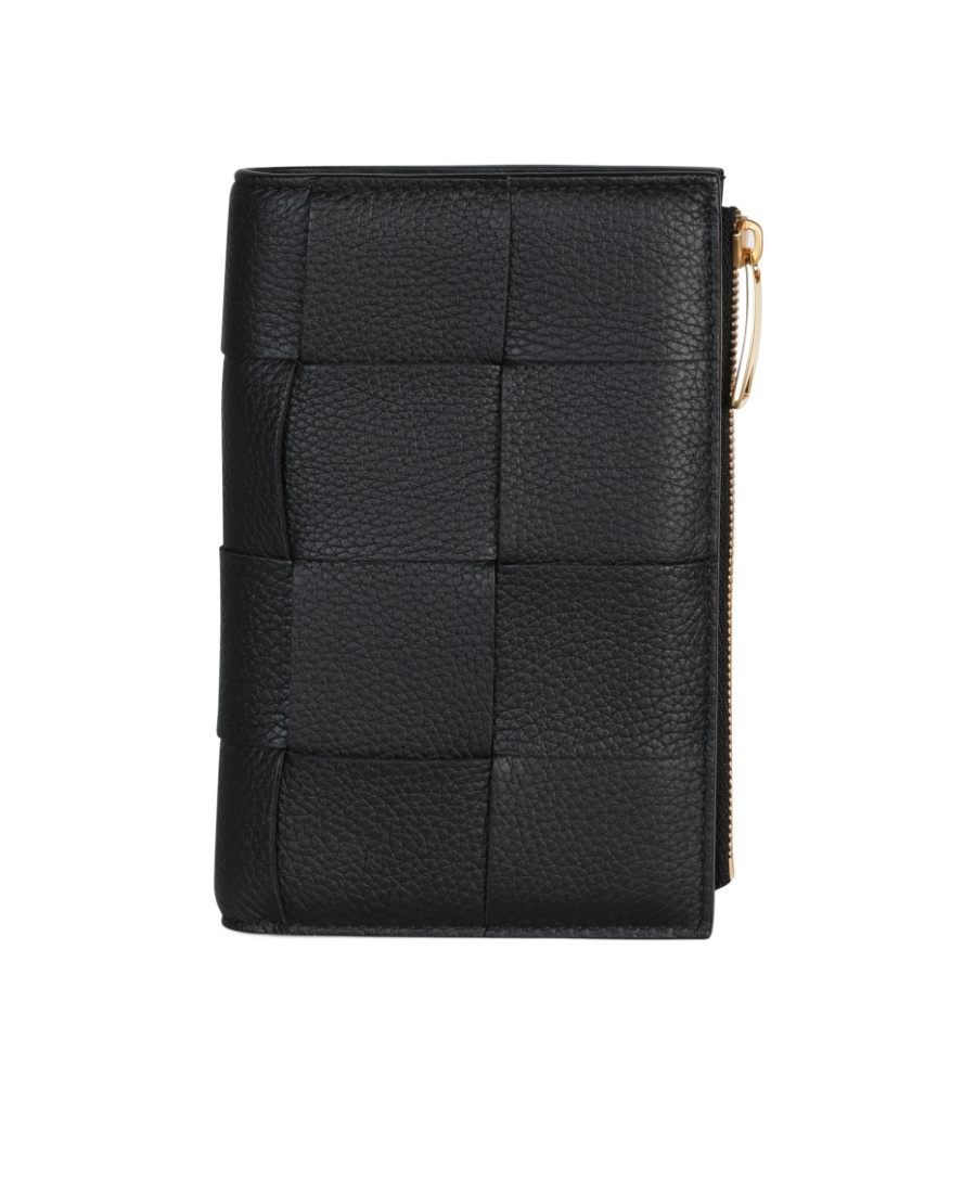 Bottega Veneta Intrecciato Bi-fold Leather Wallet In Black