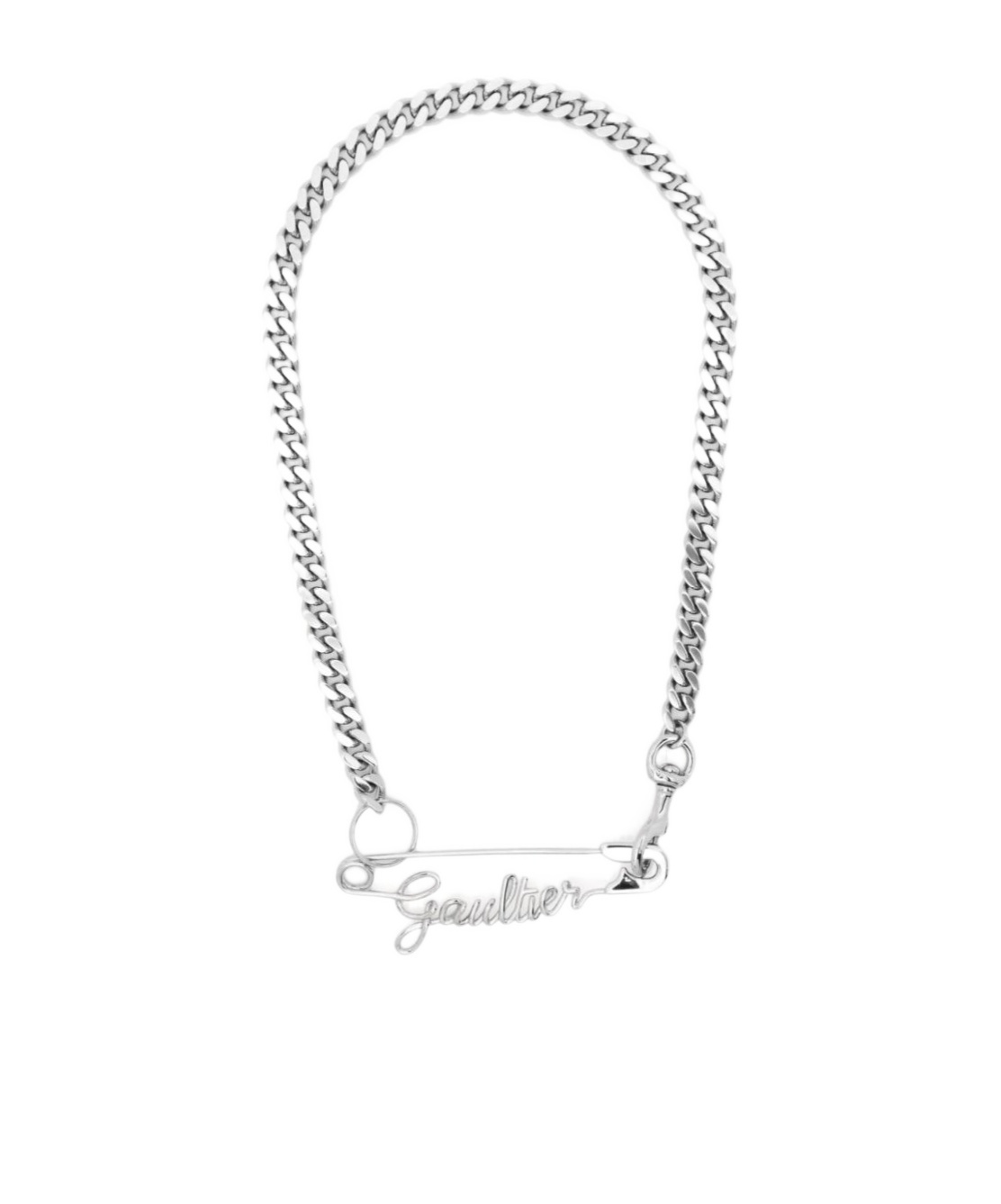 Jean Paul Gaultier Logo-plaque Curb-chain Necklace In White