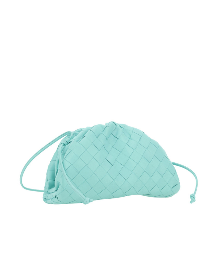Bottega Veneta Mini Intrecciato Leather Clutch Bag In Blue