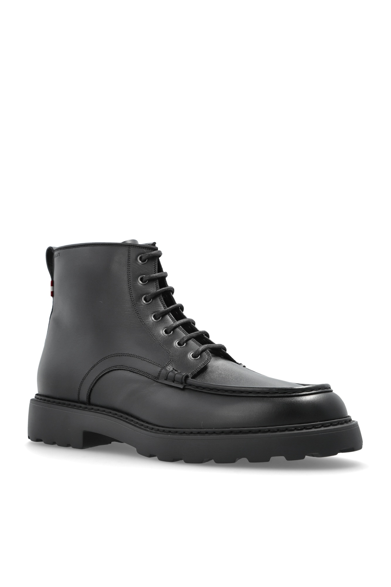 Bally Lace-up Leather Biker Boots In Black
