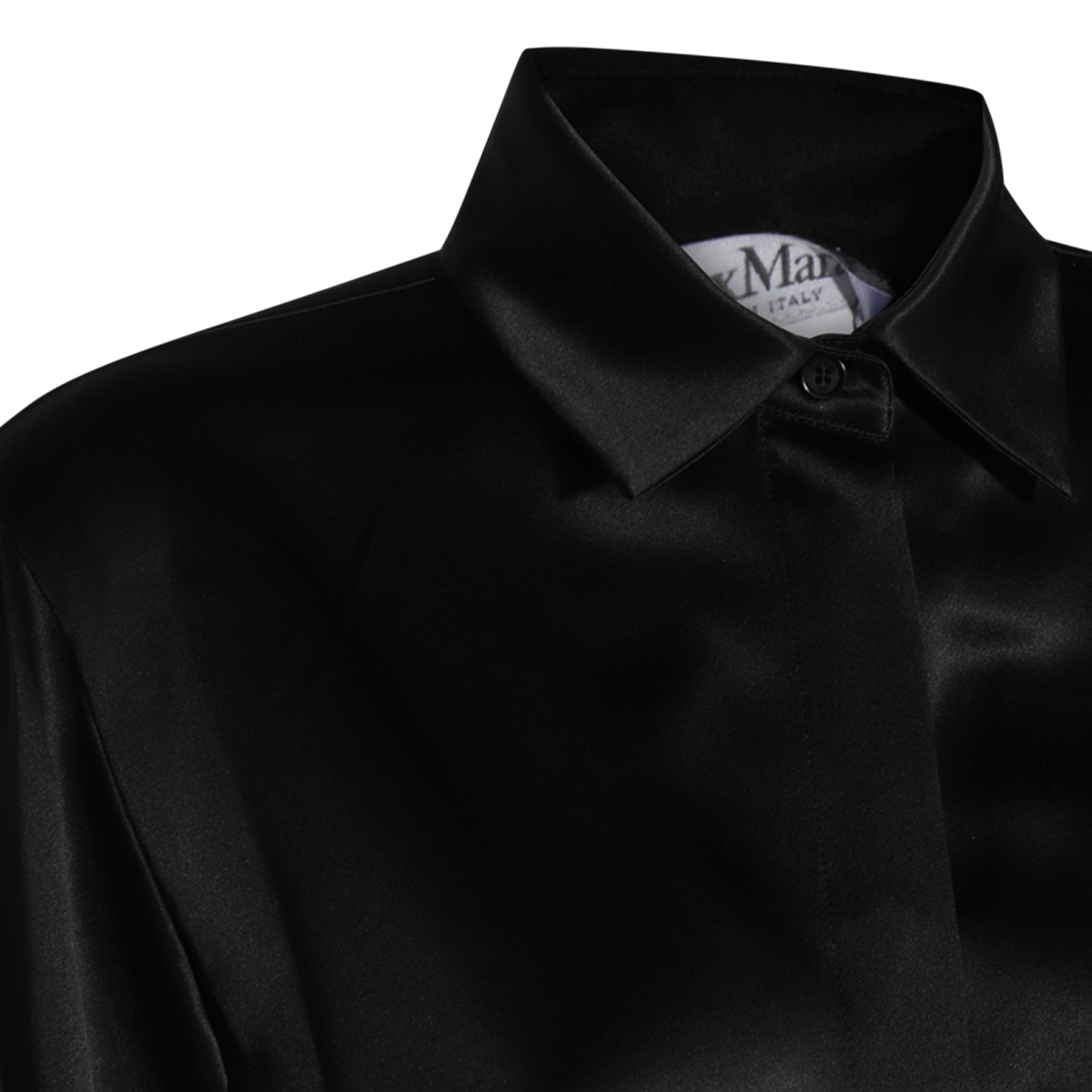 Max Mara Aiello Silk Satin Regular Shirt In Black