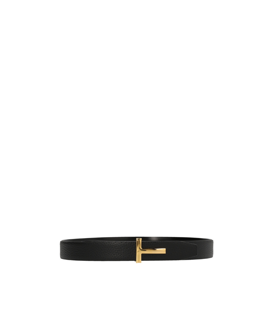 Tom Ford Logo-plaque 30mm Leather Belt In Black