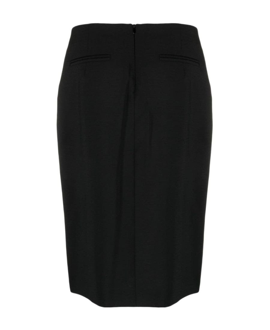 Sportmax Pleated Virgin Wool Skirt In Black