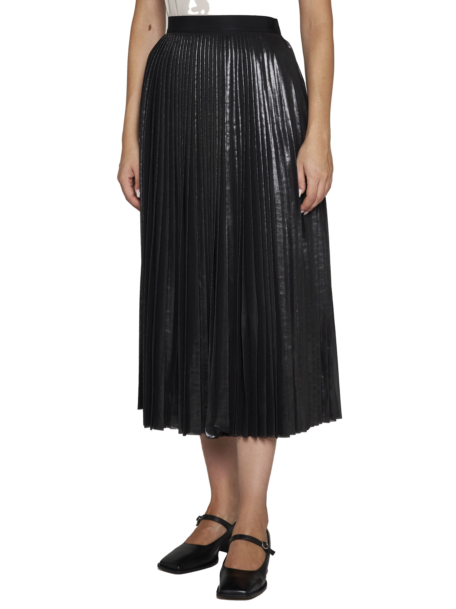 Fabiana Filippi Elasticated Waistband Pleated Midi Skirt In Black
