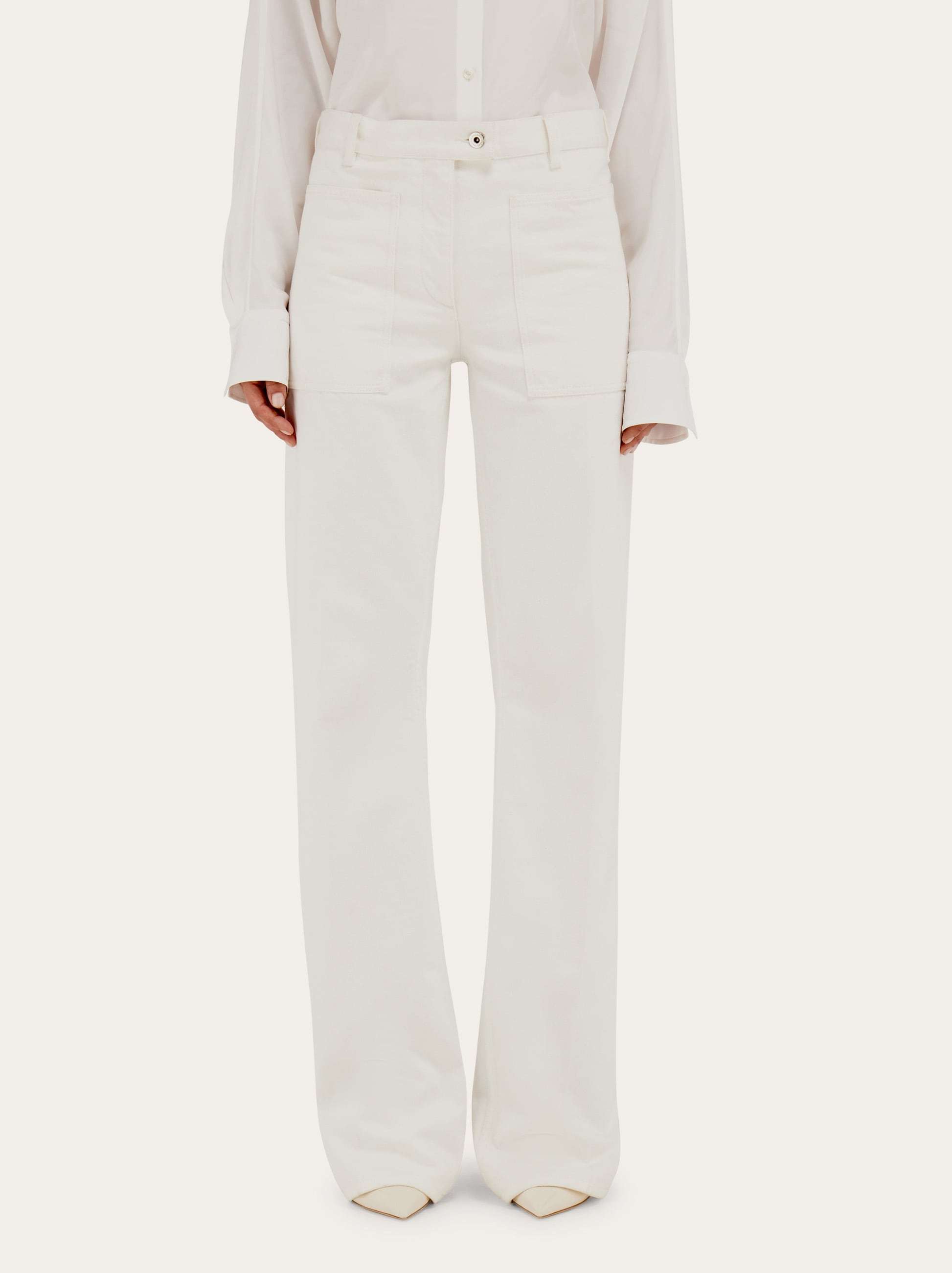 Ferragamo Five Pocket Trouser In White