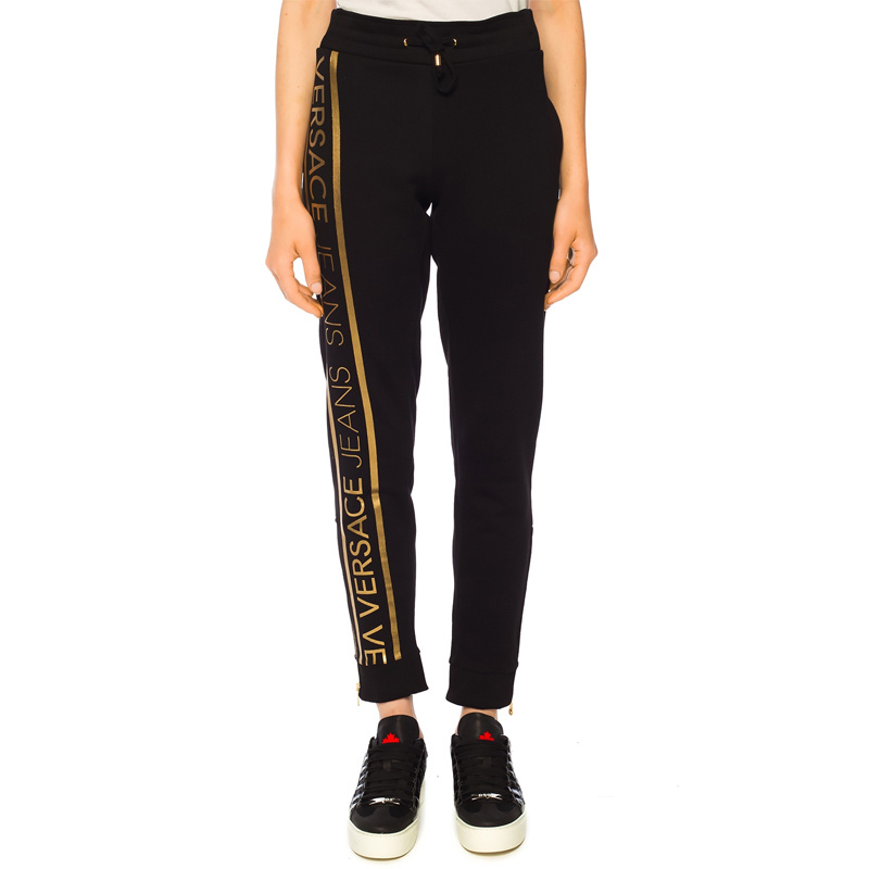 Versace Jeans Cotton Striped Sweatpants In Black