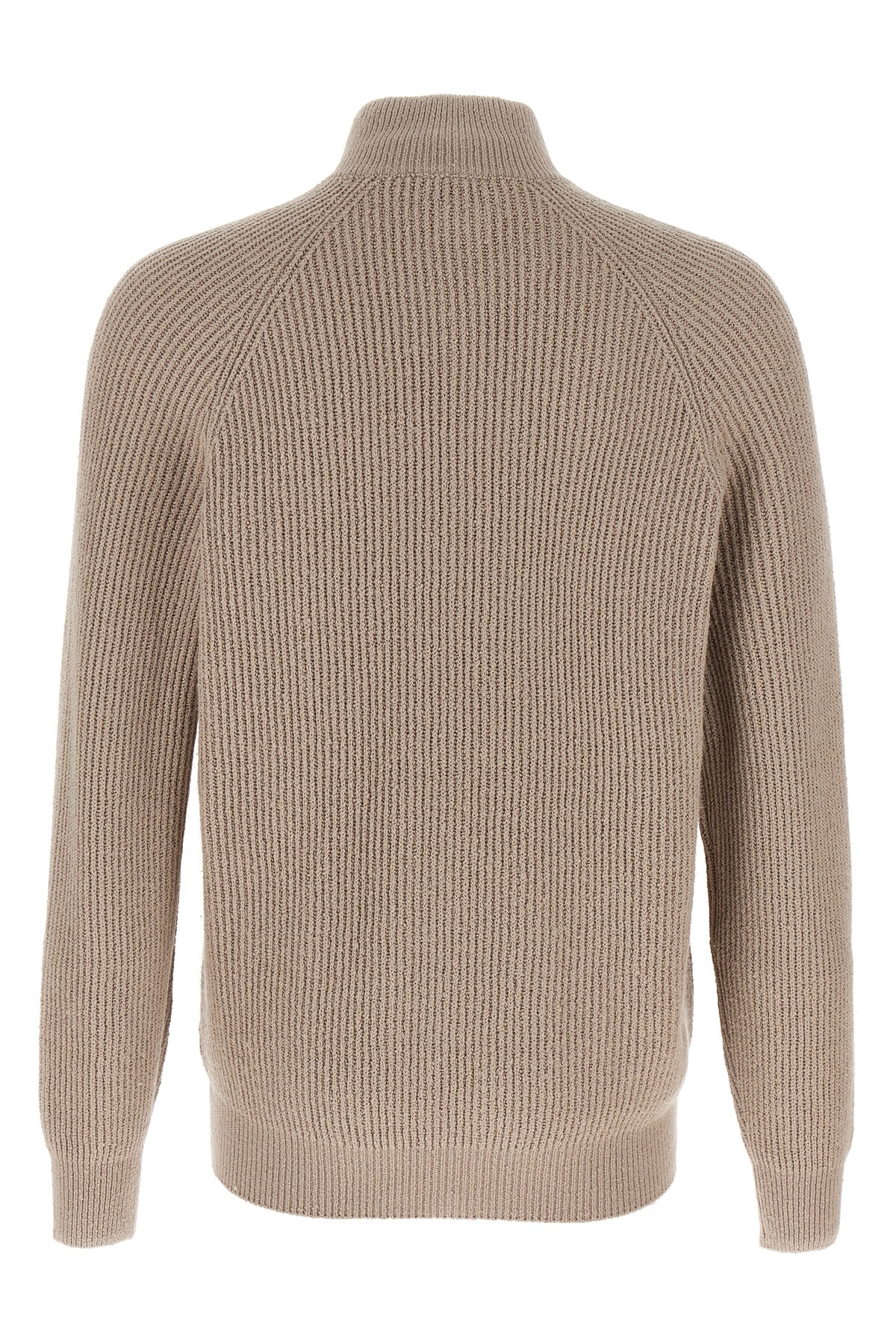 Brunello Cucinelli Collar Zip Cardigan Ribbed Texture In Neutral