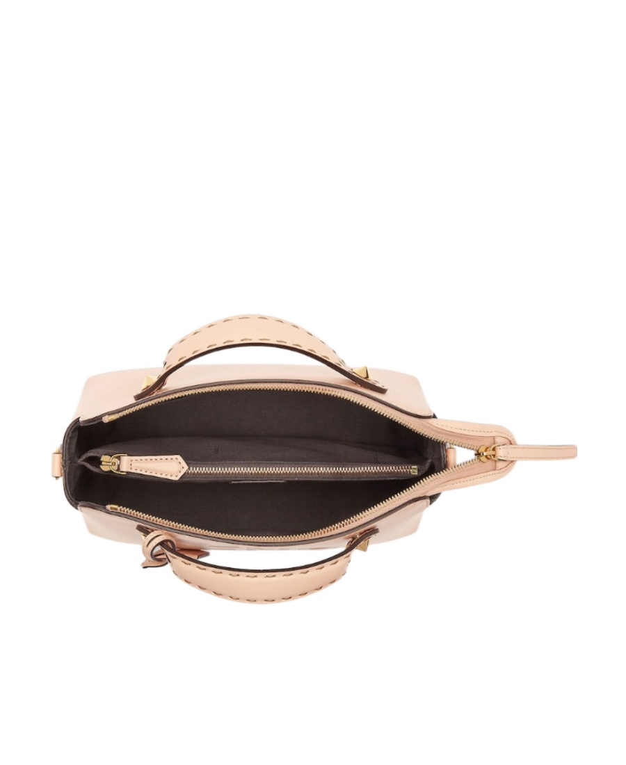 Fendi Debossed Logo Shoulder Bag In Nude