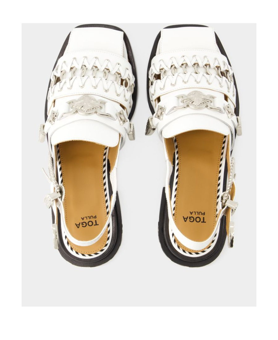 Shop Toga Pulla Buckled Slingback Sandals In White