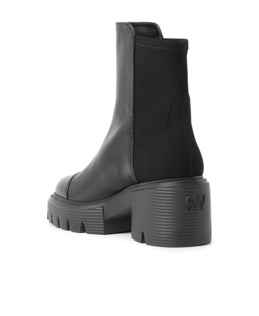 Stuart Weitzman Panelled Leather 75mm Chelsea Boots In Black