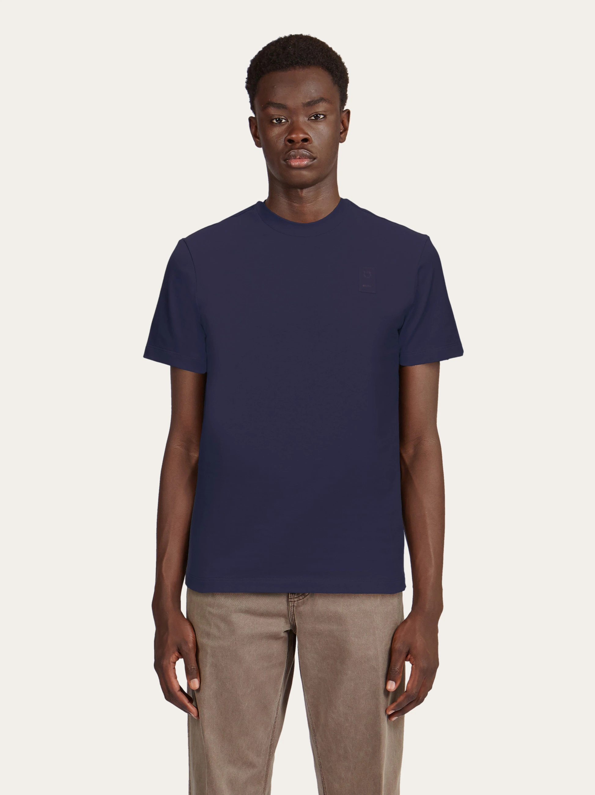 Ferragamo T-shirt With Round Neck And Short Sleeves In Blue