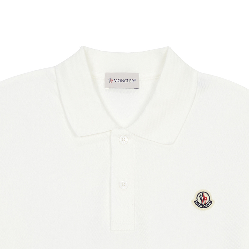 Moncler Lapel Short Sleeve Polo Shirt In White