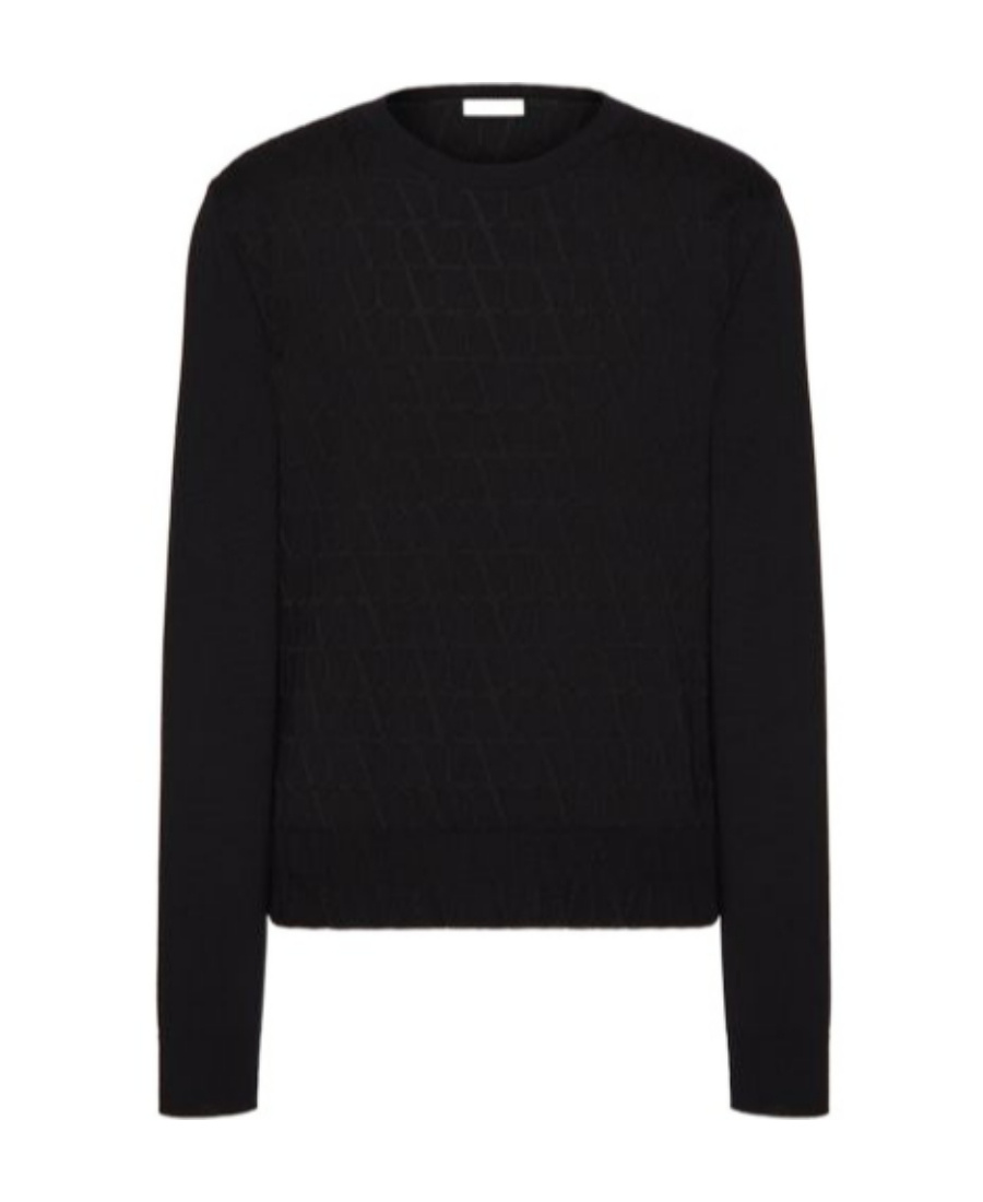 Valentino Cashmere Crewneck Jumper With Black Untitled Studs In Black