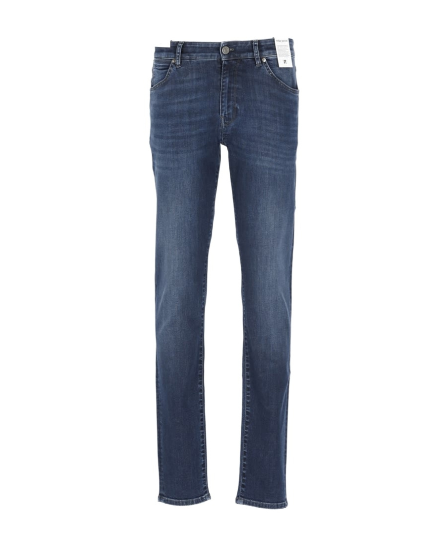 Pt Torino Washed-denim Slim-cut Jeans In Blue