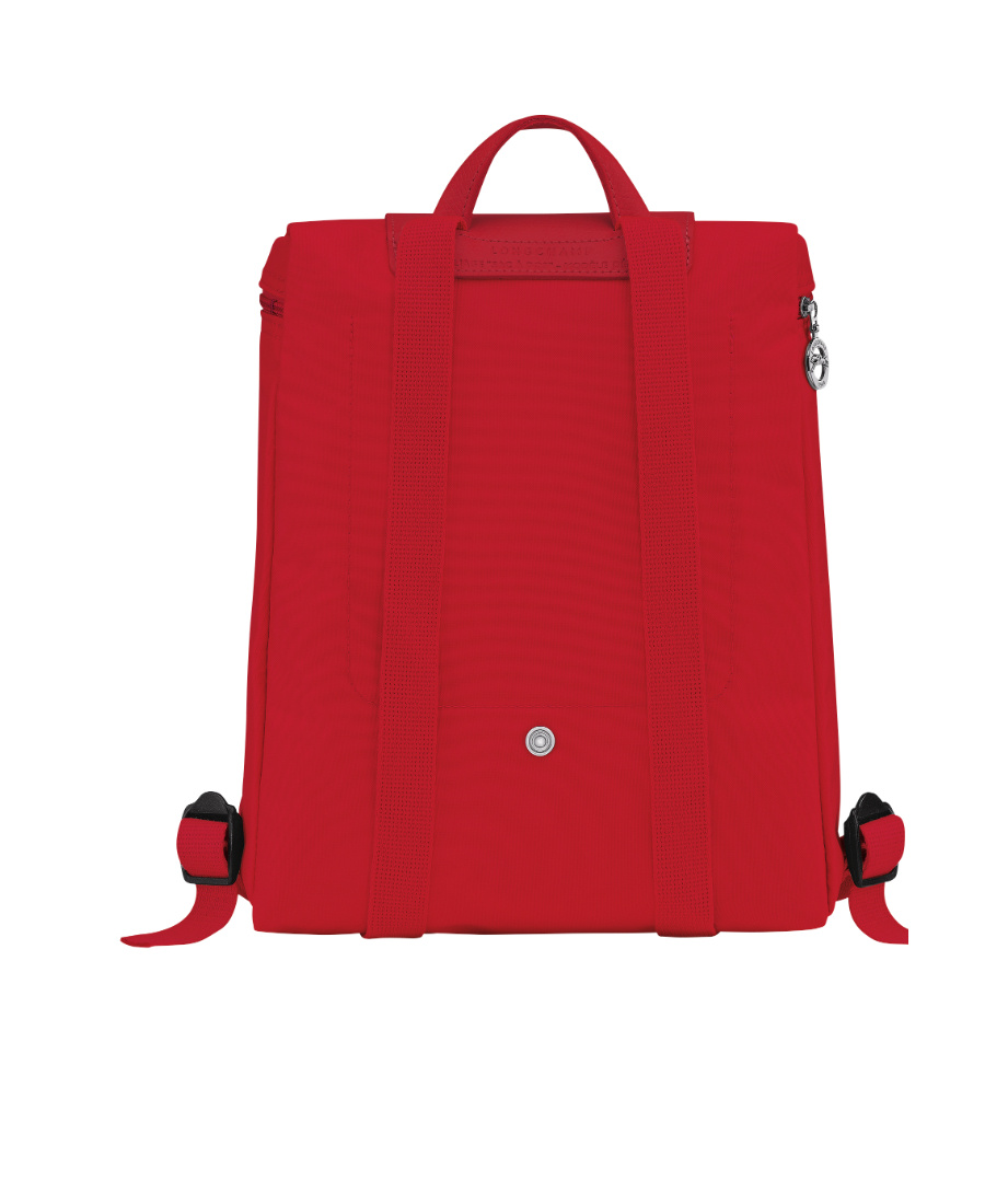 Longchamp Medium Le Pliage Green Backpack In Red
