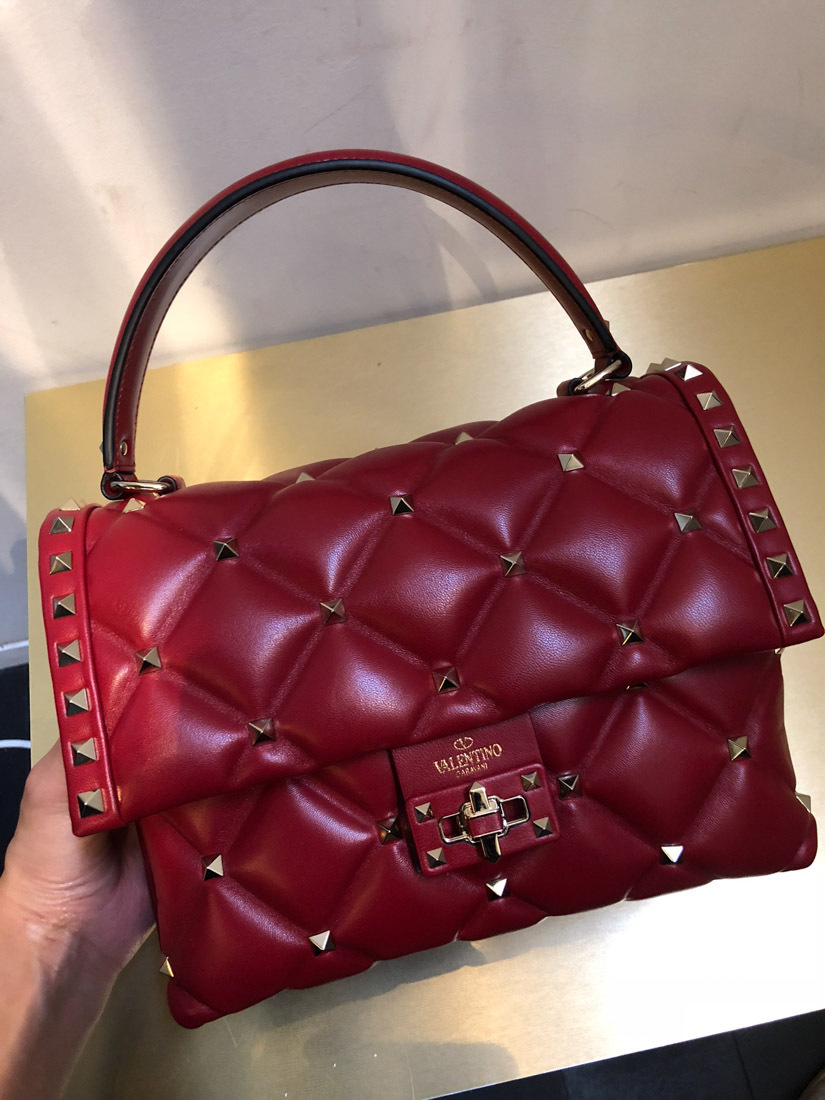 Valentino Candystud Tote Bag In Red