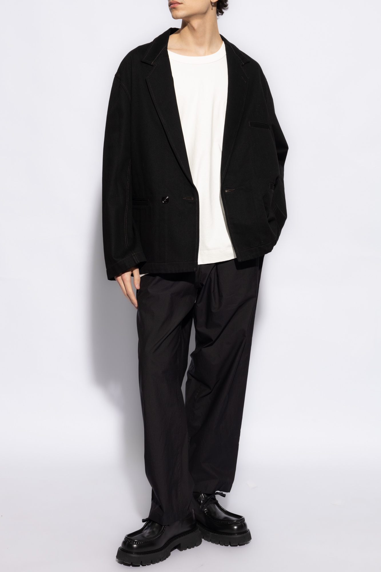 Lemaire Carrot Fit Trousers Featuring Pockets In Black