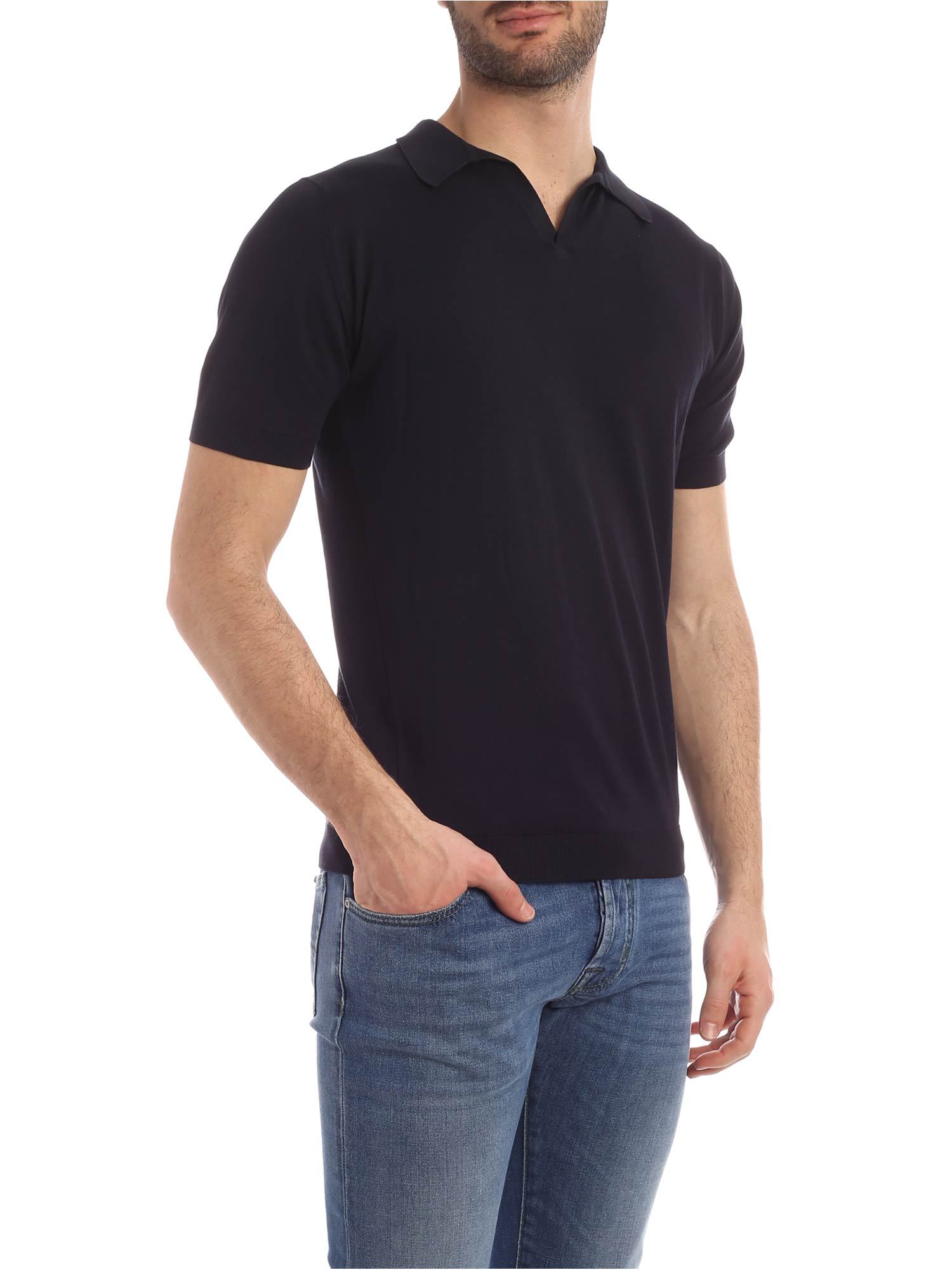 John Smedley Noah Skipper Collar Shirt Ss In Black