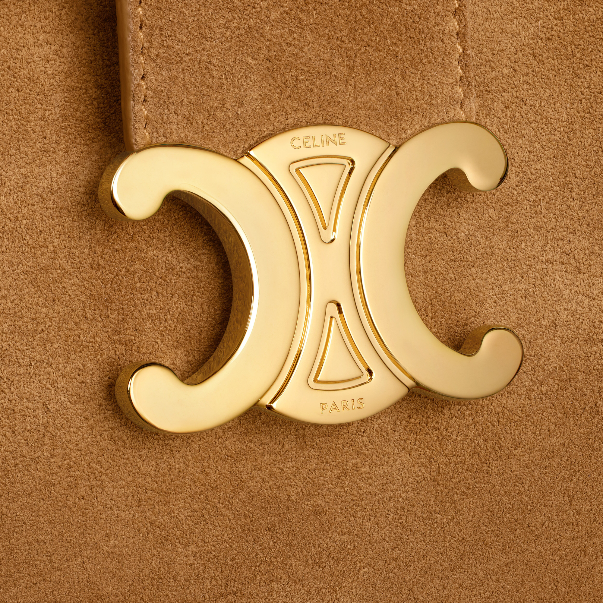 Celine Medium Louise Bucket Bag With Shearling Trim In Brown