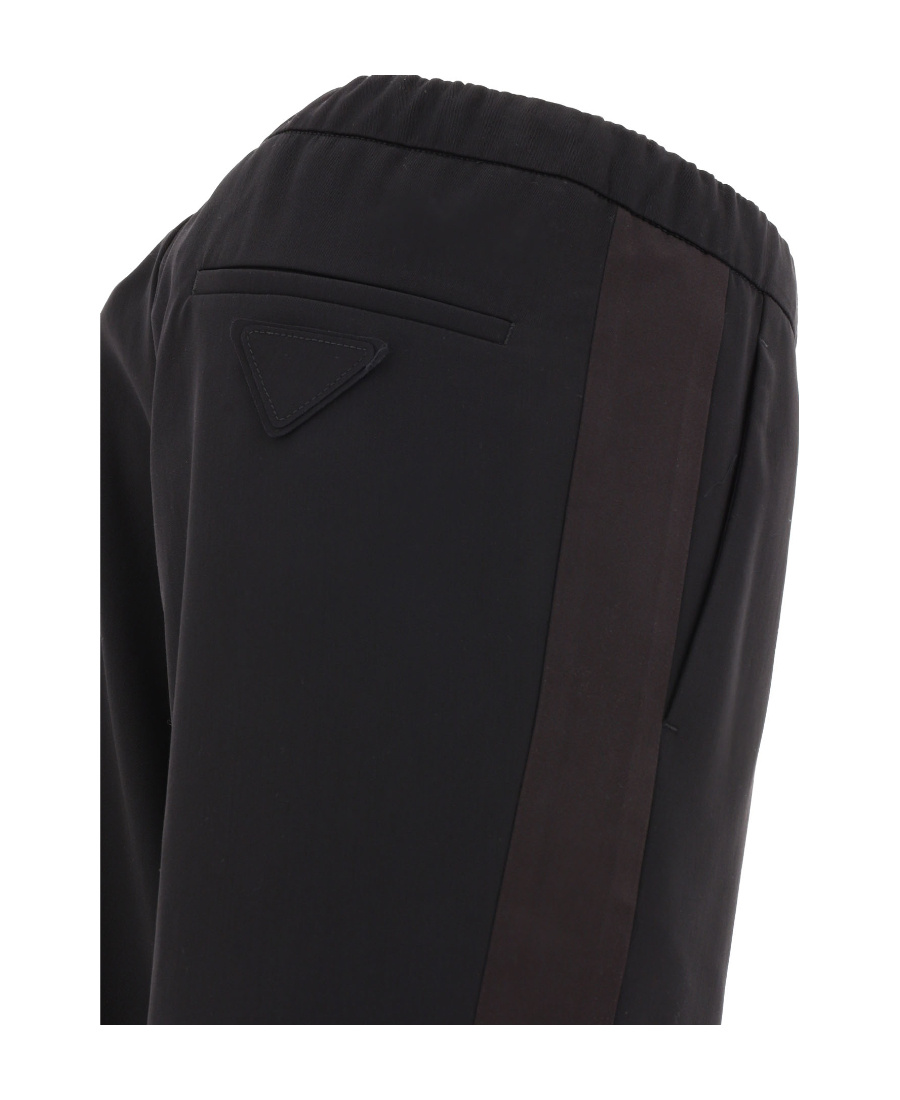 Prada Triangle-logo Silk-blend Track Pants In Black