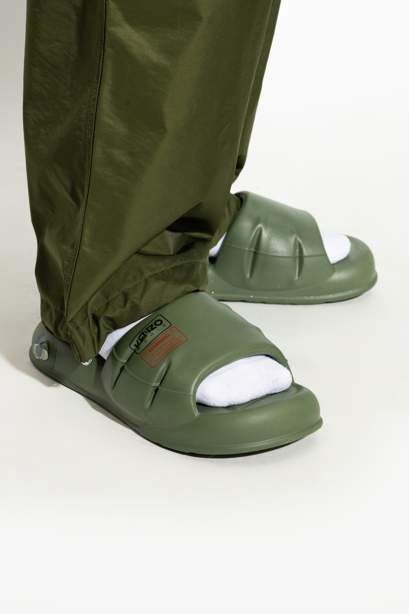 Kenzo Logo-print Slides In Green