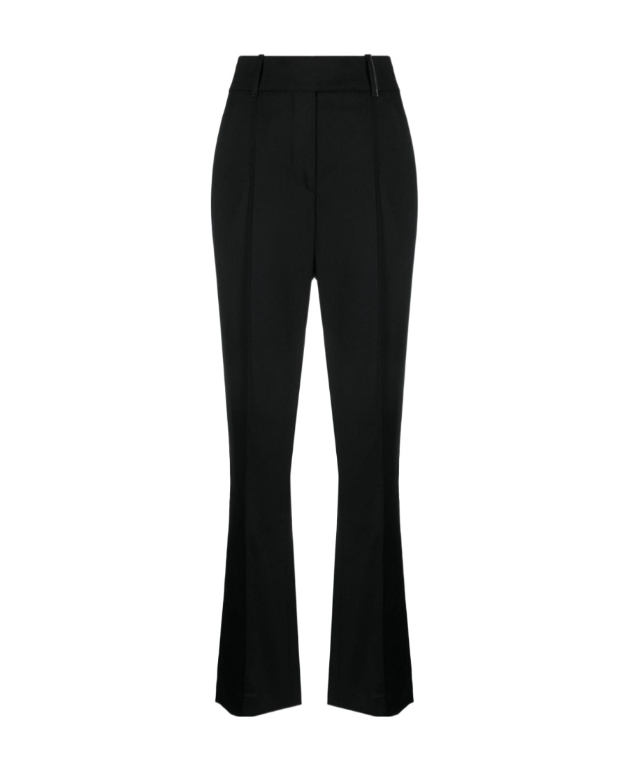Brunello Cucinelli Monili-bead Bootcut Wool Trousers In Black