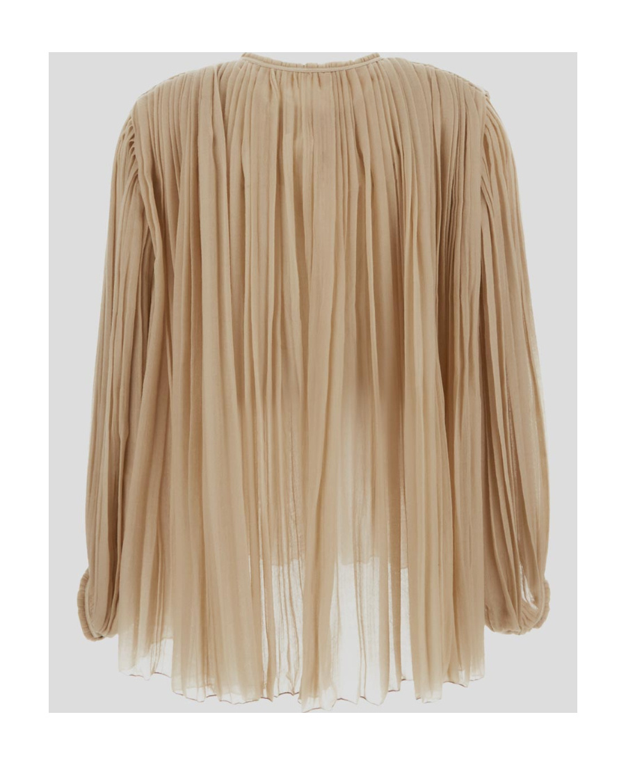 Chloé Pleated Wool Top In Nude