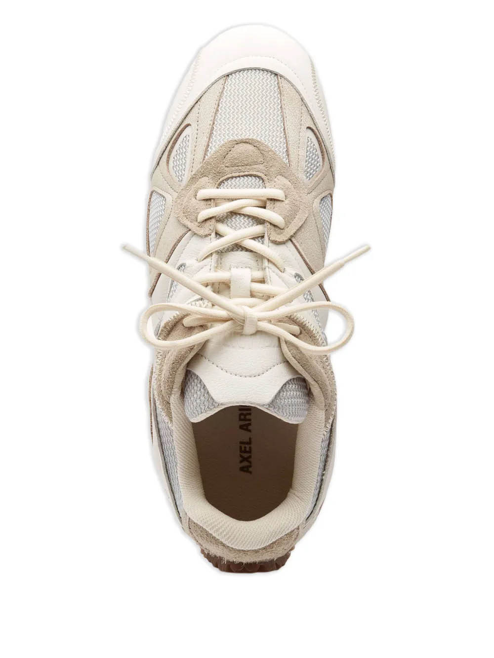 Axel Arigato Slow Runner White And Beige Sneaker With Mesh Inserts And Grooved Sole In Leather And Fabric Man In White