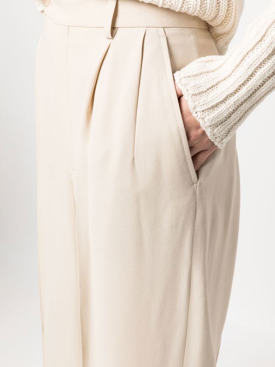 Apc Wide-leg Trousers With Pleated Front And High Waist In White