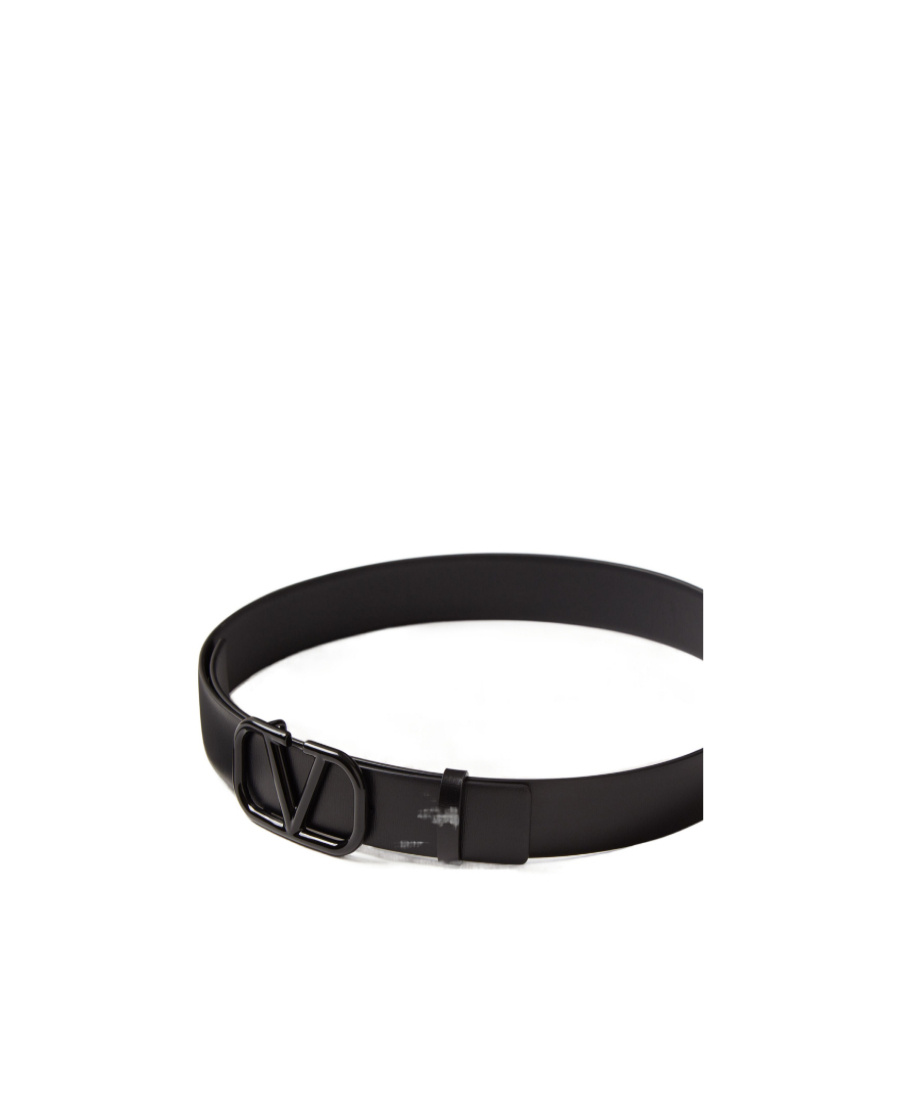 Valentino Leather Vlogo Belt In Black