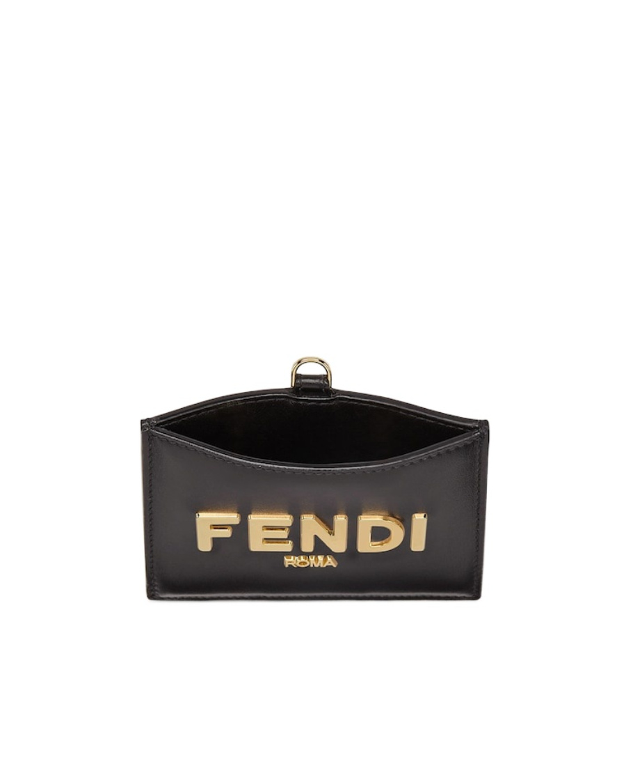 Fendi Logo Chain-strap Wallet In Black